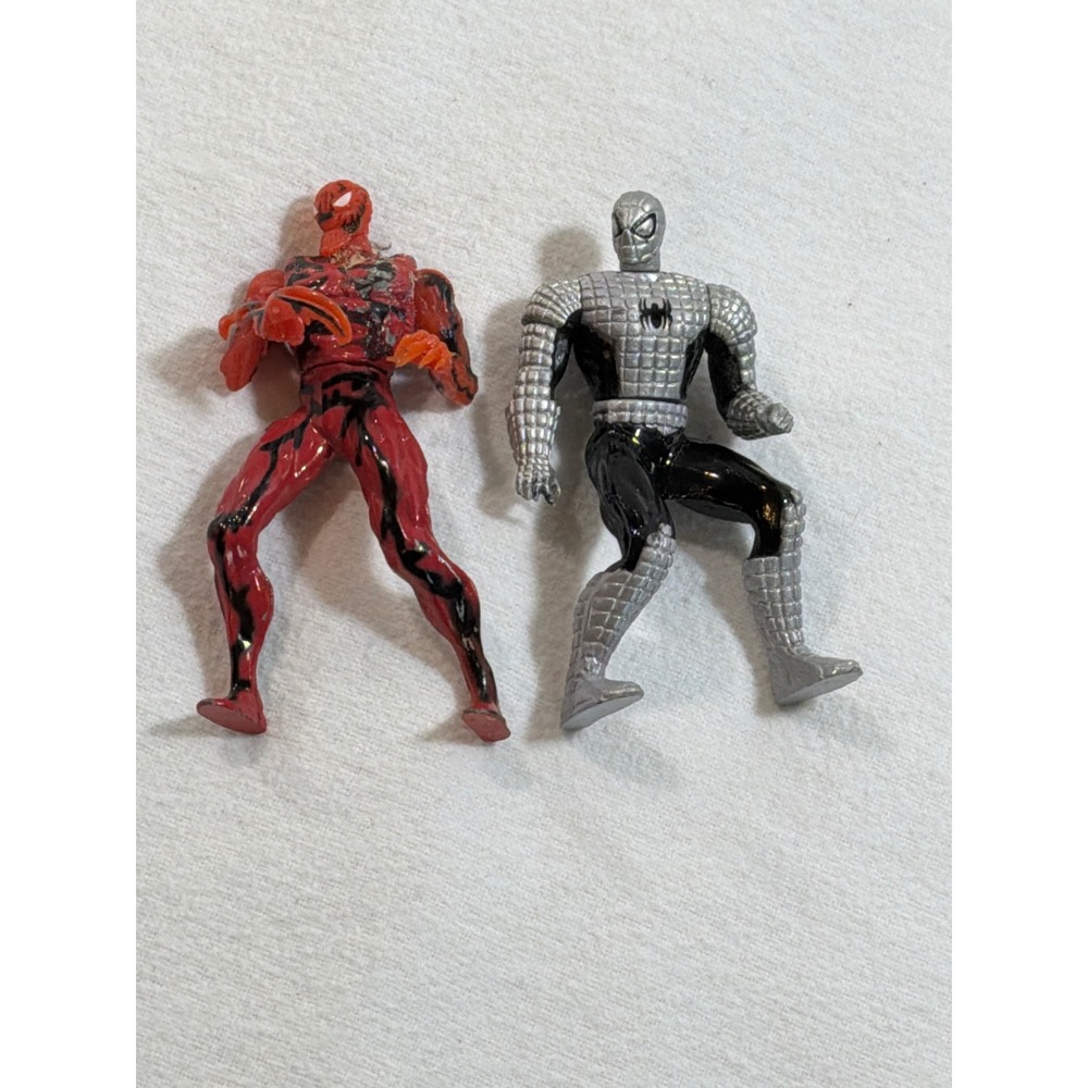 Marvel Spider-Man TAS and Carnage Mini Action Figures Silver Black Red Lot of 2
